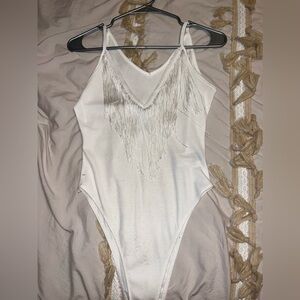 White Fringe / Tassel Bodysuit